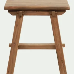 Tabouret bas en teck recyclé H45cm - bois foncé