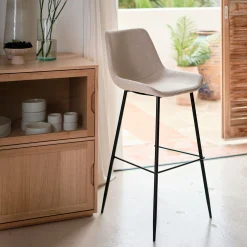 Tabouret haut de repas en tissu H75cm - gris