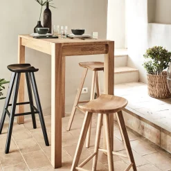Tabouret haut en chêne massif H66cm - noir