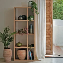 Étagère 8 cases en chêne lamellé - bois clair