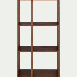 Étagère 6 cases en chêne massif - bois foncé