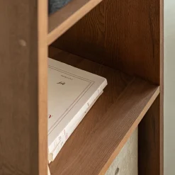 Étagère 3 cases en chêne massif - bois foncé