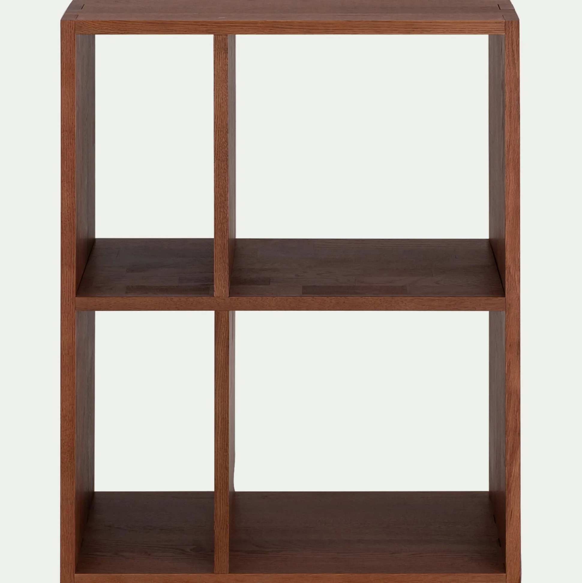 Étagère 4 cases en chêne massif - bois foncé