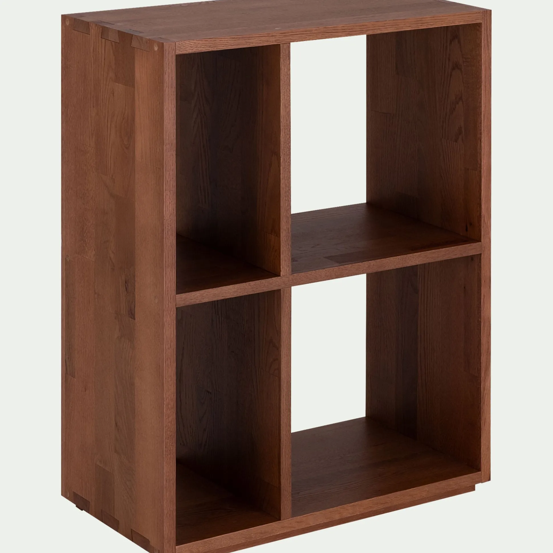 Étagère 4 cases en chêne massif - bois foncé