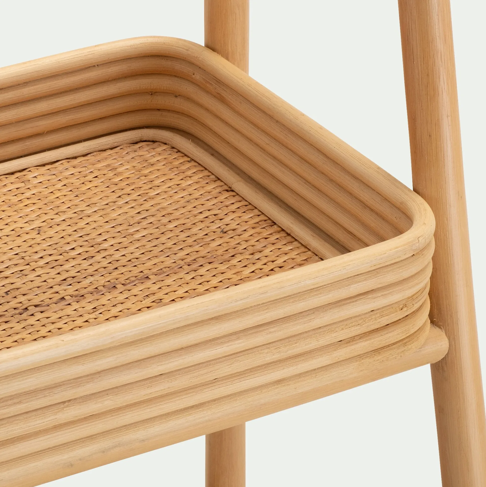 Étagère 3 tablettes en bois et rotin - bois clair