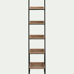 Étagère 5 tablettes plaquée frêne et métal noir L40cm - bois clair