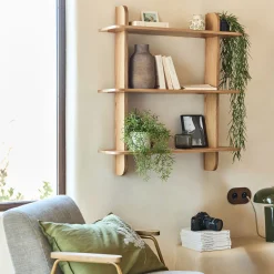 Étagère murale 3 tablettes en chêne L80cm - bois clair