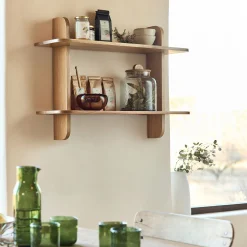 Étagère murale 2 tablettes en chêne L80cm - bois clair