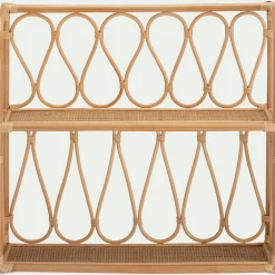 Étagère murale décorative 2 tablettes en rotin - naturel L60xH55cm