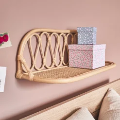 Étagère murale décorative en rotin - naturel L61xH21cm
