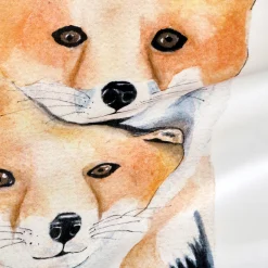 Taie d'oreiller enfant imprimé renard en coton 63x63cm - orange