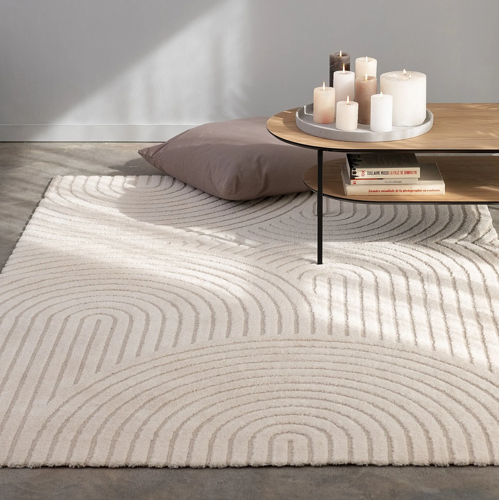 Tapis à motifs circulaires 160x230cm - blanc écru