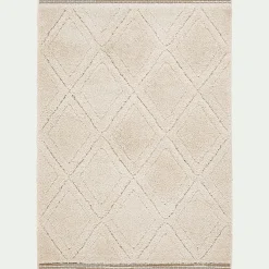 Tapis à poils longs style berbère 160x230cm - blanc