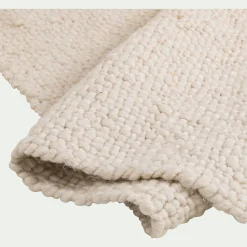 Tapis à pompons en laine 120x170cm - beige