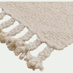 Tapis à pompons en laine 120x170cm - beige