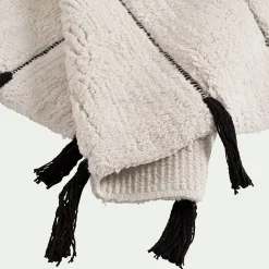 Tapis de bain à pompons en coton 50x80cm - blanc ventoux