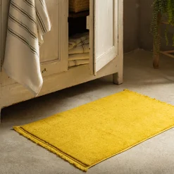 Tapis de bain en coton - jaune argan 50x80cm