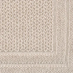 Tapis de bain en coton finition crochet et frangées 50x80cm - blanc écru