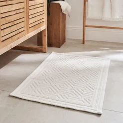 Tapis de bain en coton jacquard - l50xL70cm blanc ventoux