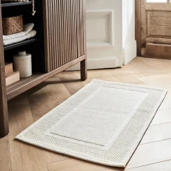 Tapis de bain jacquard en coton 50x80cm - blanc capelan