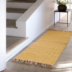 Tapis de couloir et laine et jute 60x200cm - jaune