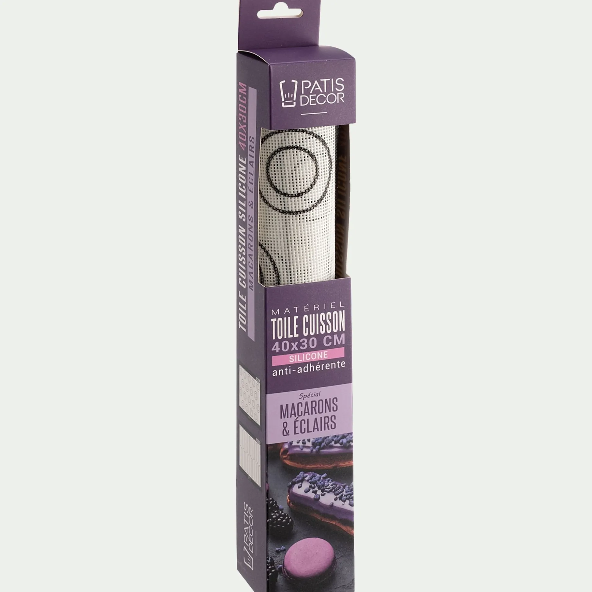 Tapis de cuisson en silicone spécial macarons & éclairs 40x30cm - transparent