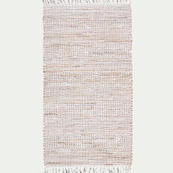 Tapis en coton recyclé et jute - naturel et blanc 60x110cm
