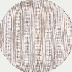 Tapis en coton recyclé et jute - naturel et blanc D160cm