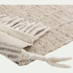Tapis en laine à motifs finition frange 160230cm - beige
