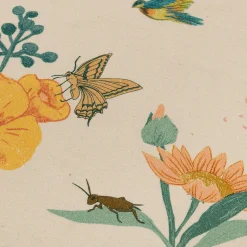 Tapis enfant en coton tissé plat imprimé motifs fleurs d120cm - multicolore