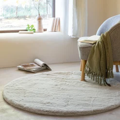 Tapis imitation fourrure - beige D120cm