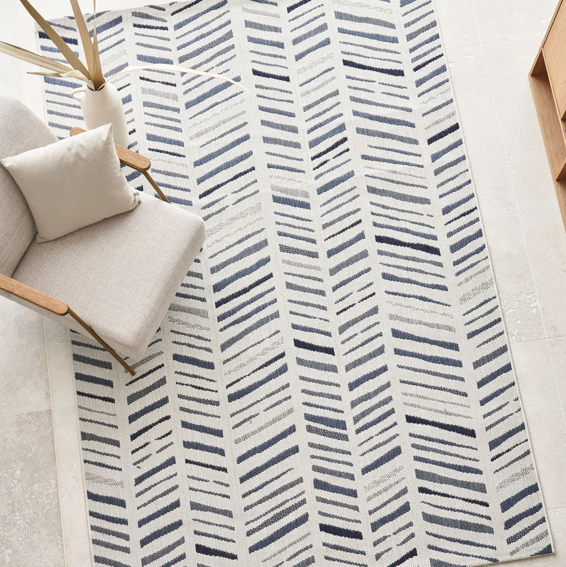 Tapis intérieur et extérieur à motifs graphiques 200x290cm - blanc