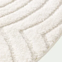 Tapis rond à motifs circulaires D120cm - blanc écru