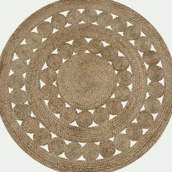 Tapis rond ajouré en jute - naturel D120cm