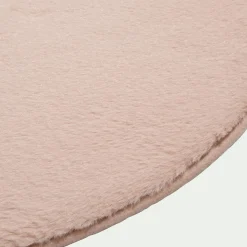 Tapis rond imitation fourrure - rose argile D70cm