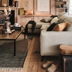 Tapis tissé en jute et coton à motifs - beige 160x230cm