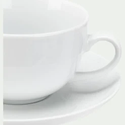 Tasse et soucoupe en porcelaine - blanc 45cl