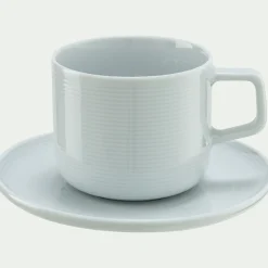 Tasse et sous-tasse spirale en porcelaine 25cl - blanc