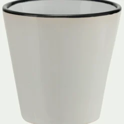 Tasse expresso en grès avec liseré noir 10cl - blanc