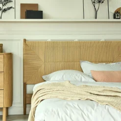 Tête de lit en chêne et corde L165cm - bois clair
