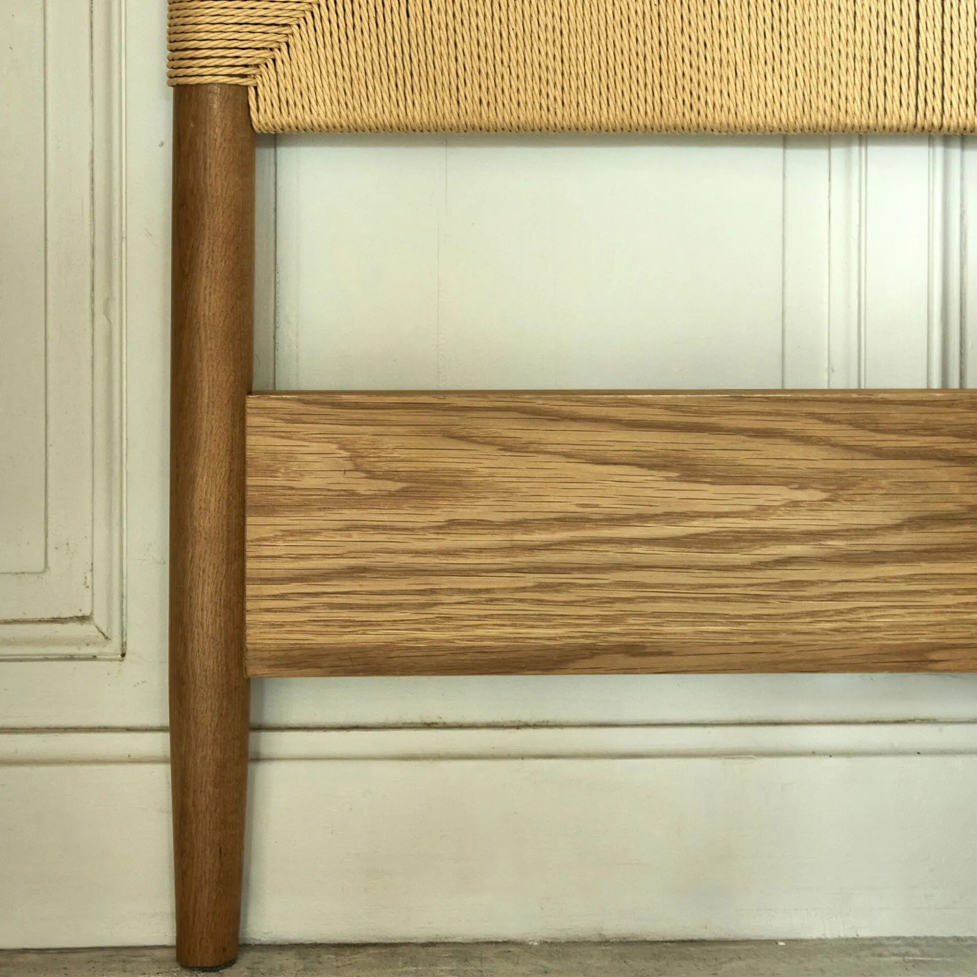 Tête de lit en chêne et corde L165cm - bois clair