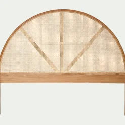 Tête de lit ronde en chêne et rotin L170cm - bois clair
