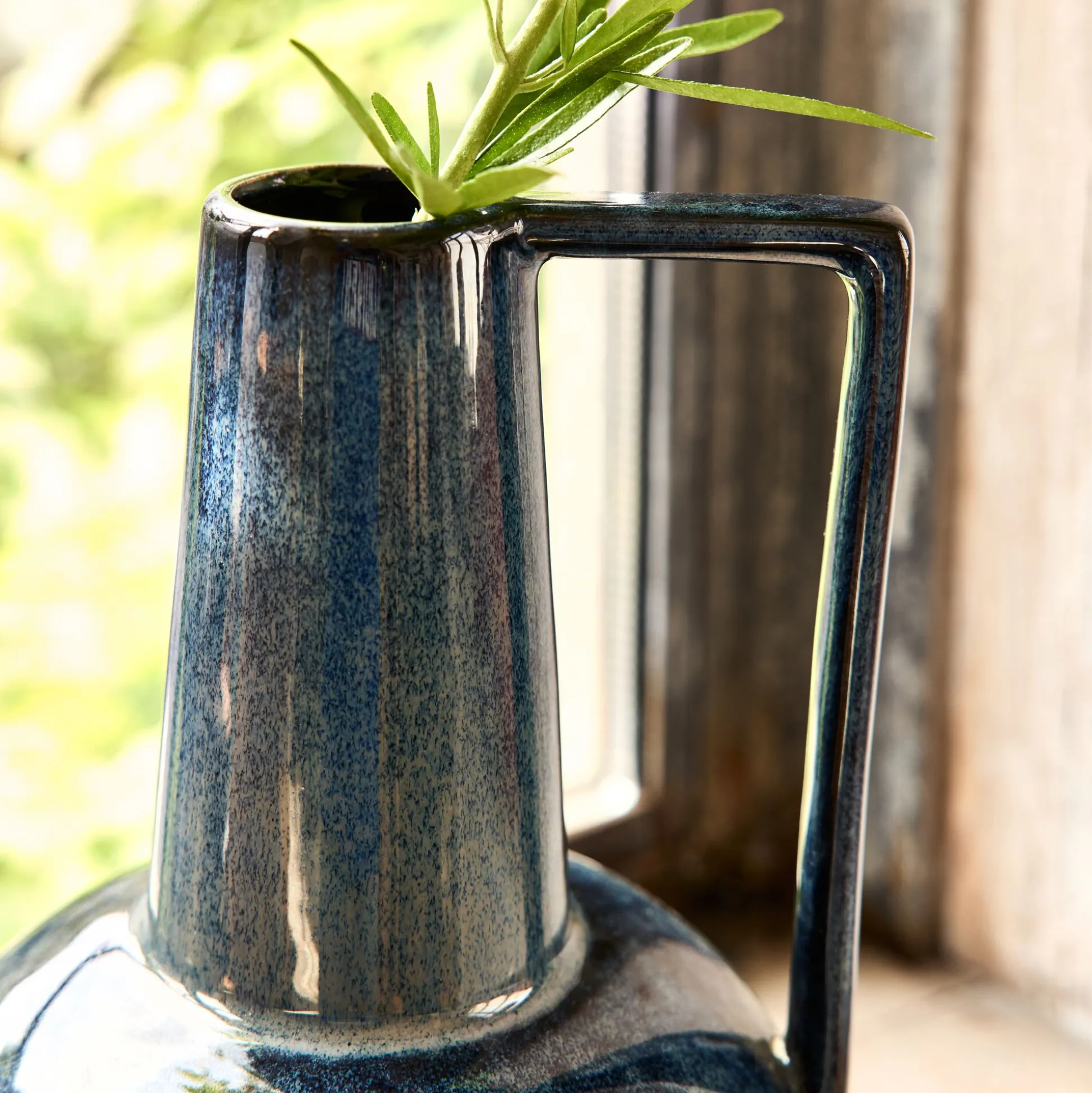 Vase à anse en céramique H25,5cm - bleu