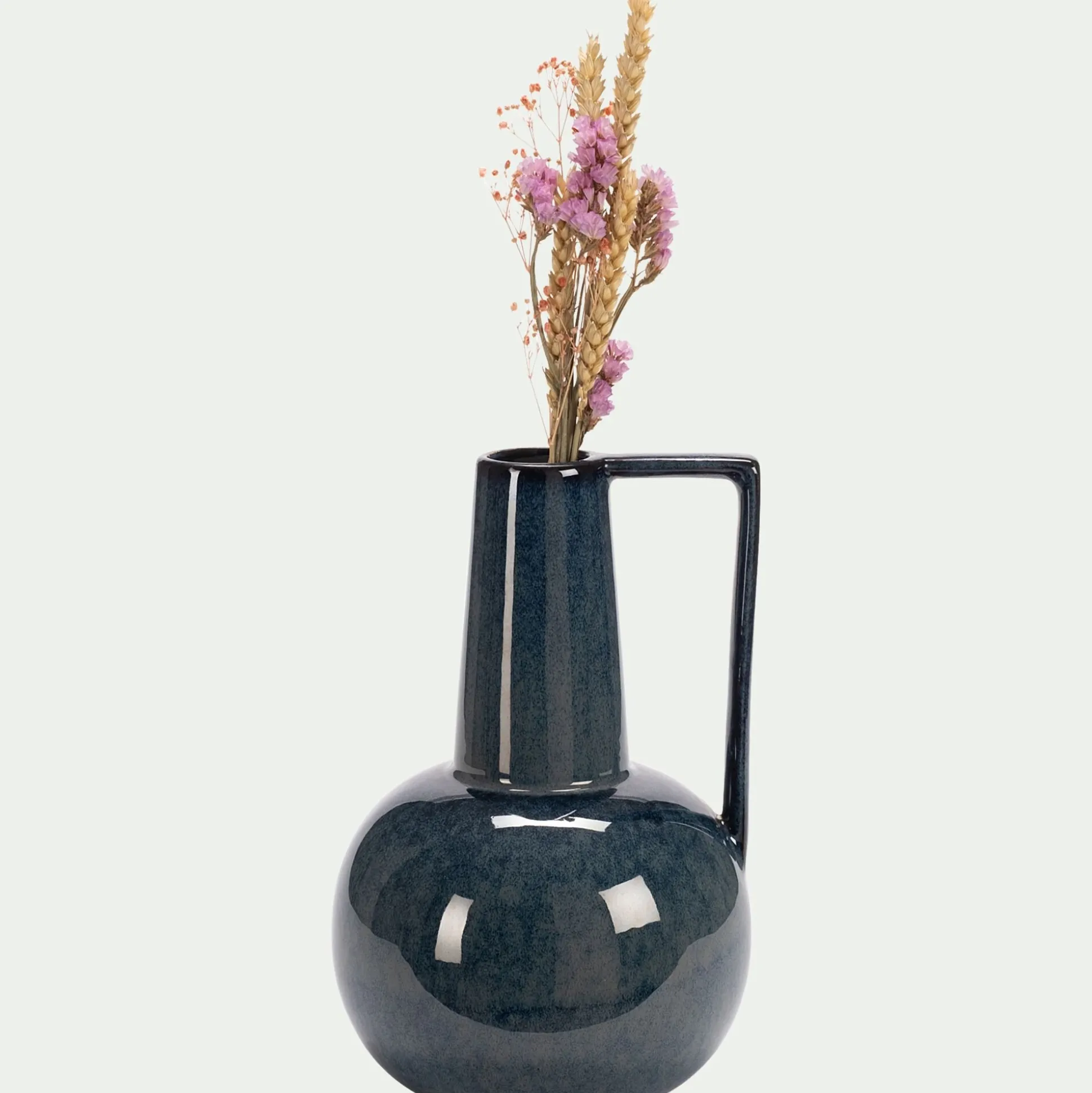 Vase à anse en céramique H25,5cm - bleu