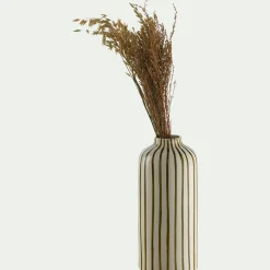 Vase à rayures en grès H30cm - vert