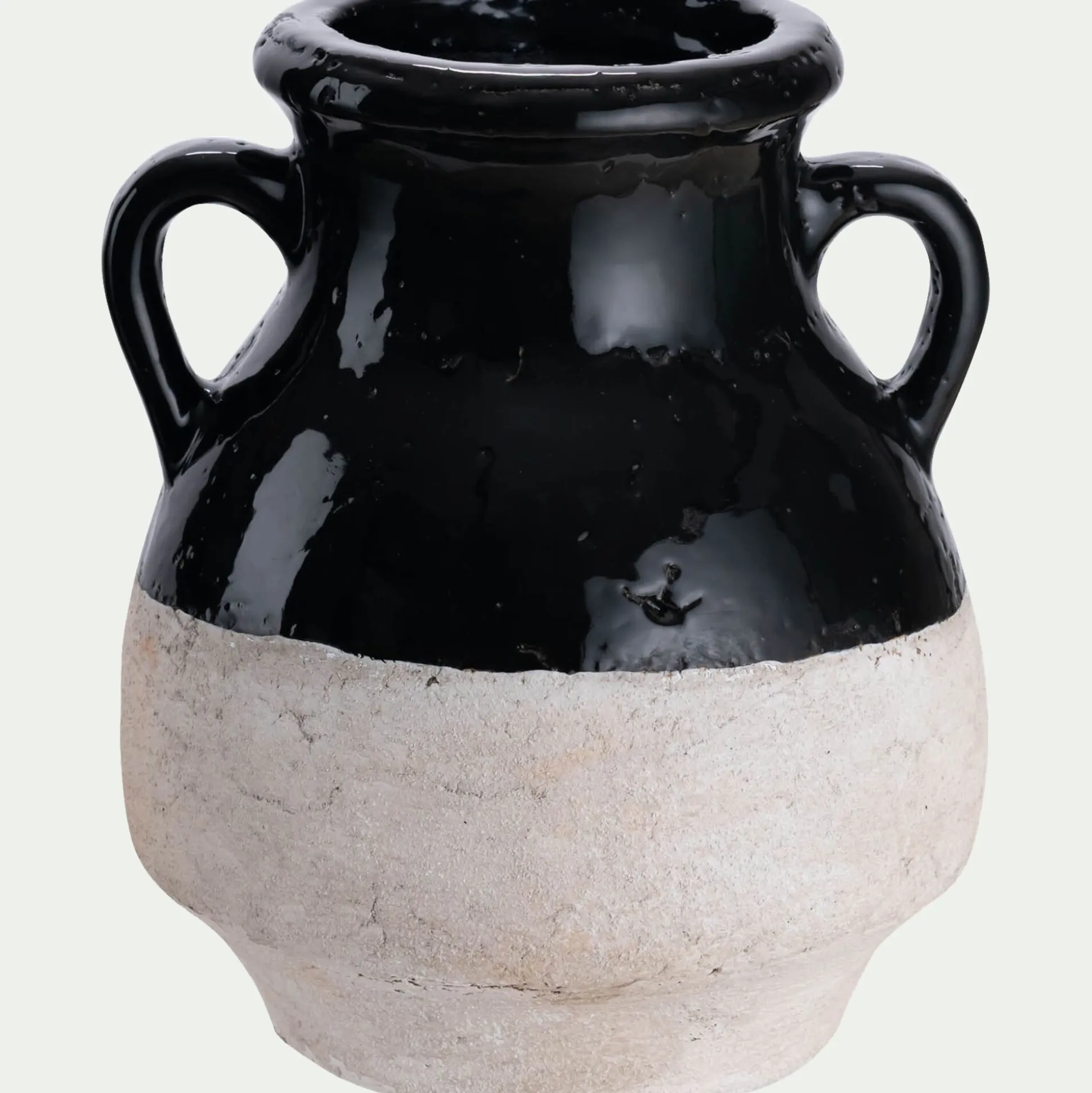 Vase amphore bicolore en grès H25,5cm - noir