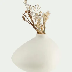 Vase asymétrique en grès - blanc H8,5cm