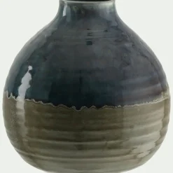 Vase boule en faïence bicolore H17,5cm - vert