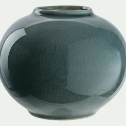 Vase boule en grès H10cm - bleu