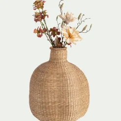 Vase boule en herbes marines tressées H46cm - naturel